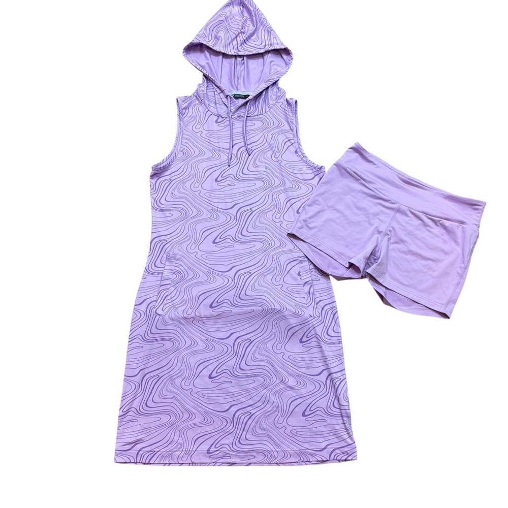 Ladies LevelWear‎ Two Piece Golf outfit Purple Dress with Matching Shorts Small